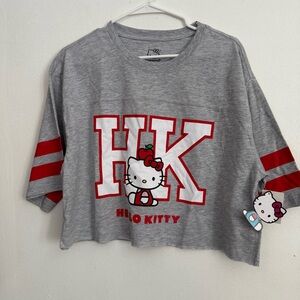 Hello Kitty Gray and Red Short Sleeve Tee Size L 12-14 Women’s Pullover